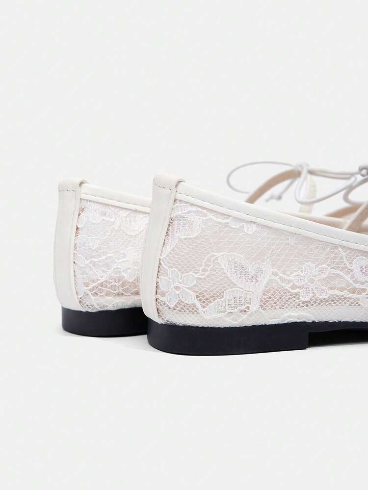 CUCCOO HITCHD 春秋新作ウェディングスタイル、リボンメッシュヤーン、マリージェーンリボンデコレーション、無地、ローヒール、スクエアトゥ、快適で多用途なカジュアルフラットシューズ、ウェディング、パーティー、アフタヌーンティー、ギフトの第一選択