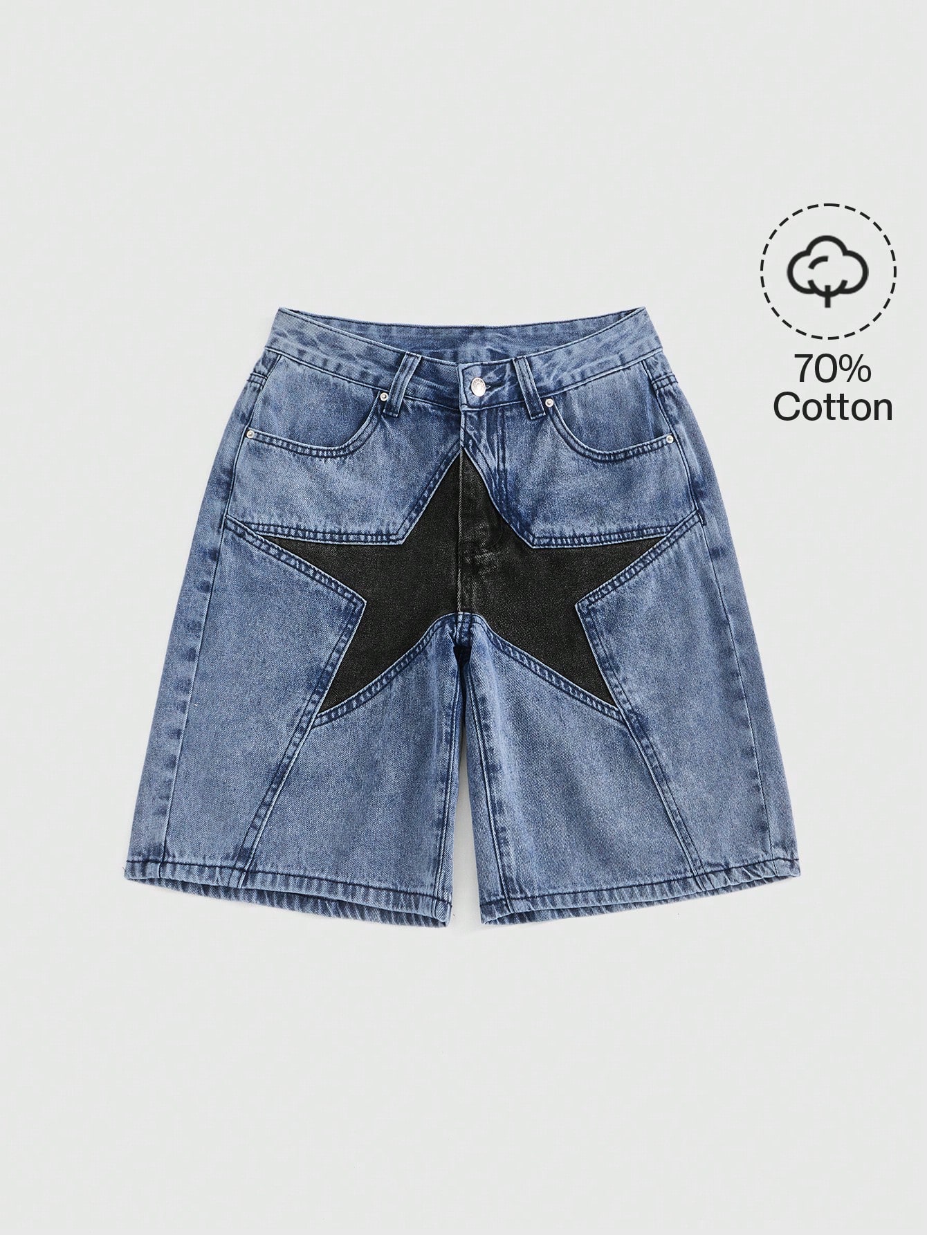 Our Grunge Punk Women Star Print Denim Shorts, School is
