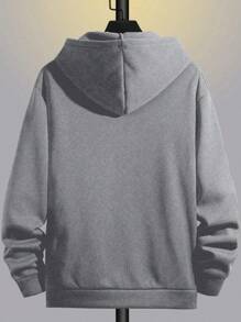 RueChic 100% Cotton Men's  Face Embroidered Fitted Hoodie - Grey - View 2