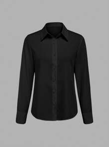 EMERY ROSE 女士休闲百搭纯色长袖衬衫