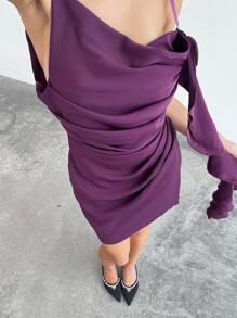 Aloruh Women's Sleeveless Solid Color Mini Dress, Simple And Fashionable, Suitable For Summer Summer Summer Outfits Summer Clothes Beach Outfits For Woman Beach  Wedding Guest Dress Women Bridal Shower Dress White  Brunch Outfits For Women   Elegant Wedding Bridesmaid Dresses Elegant Evening Party Modest Chiffon