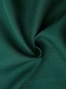 SHEIN LUNE High Waist Roll Up Hem Straight Leg Shorts - Dark Green - View 6