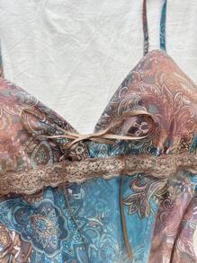 SHEIN WYWH 女士花卉印花不对称下摆吊带背心度假上衣 - 彩色 - 查看 6