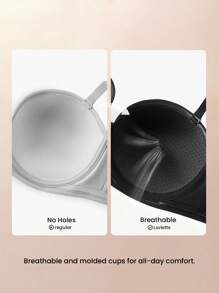 LUVLETTE Plus Woman Lingerie Black Breathable Strapless No-Show Seamless Push-Up Underwire T-Shirt Lingerie As Outerwear Basic Half Bra