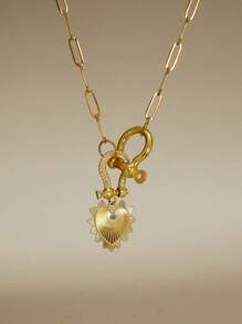 1 pieza de hebilla de herradura completa con rhinestones a la moda y hebilla de herradura lisa, collar con colgante desmontable en forma de corazón, es una opción imprescindible para los artículos de moda femenina, Día de San Valentín, mamá, madre, Día de la Madre, regalo