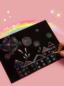 50pcs Scratch Paper & 5pcs Bamboo Stick Drawing Pad DIY Painting Supplies School Supplies