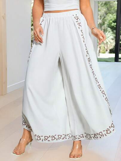 KURAYIA Pantalones casuales con abertura alta, estampado floral y estilo ligero para vacaciones, elegantes y minimalistas para uso diario