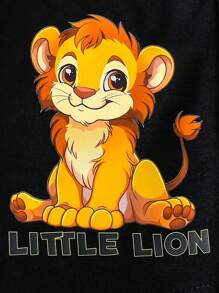 SHEIN 男童卡通狮子印花短袖 T 恤和短裤套装 儿童男童服装套装儿童男童服装套装幼儿男童服装套装 - 芥末黃 - 查看 6