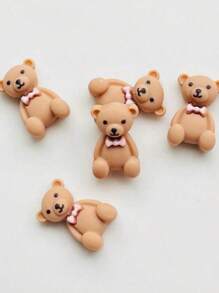 10 件/20 件全新 15*10 毫米可爱迷你卡通动物咖啡色蝴蝶结小熊树脂小雕像工艺品平背装饰首饰制作发饰配饰最佳生日礼物 - 彩色 - 查看 4