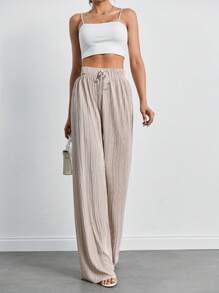 SHEIN Tall Women's Woven Tie Waist Wide Leg Pants