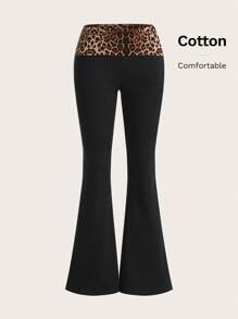 SHEIN ICON Y2k Luipaardprint Hoge Taille Flared Broek