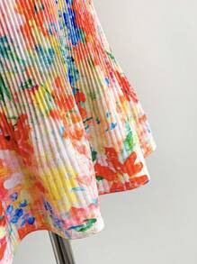 Soleia Robe d'été à imprimé floral plissée avec fronces à la taille pour femmes en grandes tailles, pour le printemps