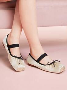 CUCCOO DOLLMOD Women's Apricot Casual Elastic Drawstring Flat Loafers - Apricot - View 5