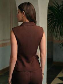 ZEYLAH Women's Elegant Faux Pearl & 3D Floral Decor Sleeveless Linen Blouse