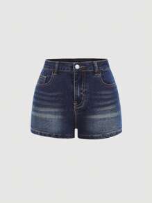 SHEIN Girlism 少女朋克风 Y2K 低腰十字绣口袋超低腰迷你牛仔短裤，春夏假期波西米亚风音乐会锐舞节