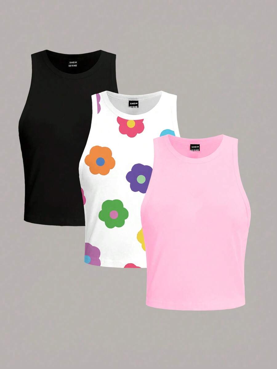 INAWLY 女士休闲百搭圆领背心，适合日常穿着