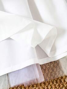 Young Girls Cute Rabbit Graphic Rainbow Mesh Patchwork Spaghetti Strap Dress With Bow Decor, Suitable For Spring/Summer Holiday, Outdoor, Party, Photo Shooting - White - View 6