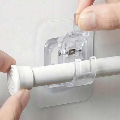 Madebyblanc 2pcs Glass Curtain Holder, Window Curtain Holder, Adjustable Curtain Holder Without Drilling, Wall Hooks For Curtains, Towel Hooks, Kitchen Bathroom Living Room Supplies Home Bathroom Decor Summer Bathroom Accessories