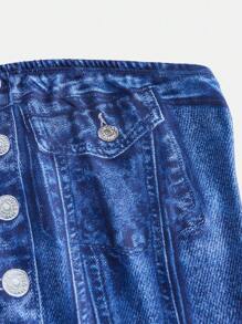 SHEIN Essnce 2 Packs Denim Effect Strapless Top Tube Top Crop Top(No Denim)