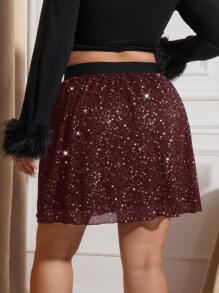 SHEIN Frenchy Party Season, Plus Size A-Line Mini Black Skirt