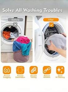 SHEIN 1pc White Mesh Lingerie Laundry Bags Set, Bra Laundry Bags With Zips, Honeycomb Mesh Material, Effective Filter Impurities, Supporting Frame Effectively Prevents Deformation During Laundry, Suitable For Cleaning Bras, Sweaters,Underwear, Light Scarfs, Stockings