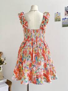 Soleia Robe d'été à imprimé floral plissée avec fronces à la taille pour femmes en grandes tailles, pour le printemps