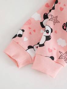 Cozy Pixies Baby Girl Snug Fit Pajama Set, Cartoon Bear Pattern Knit Soft Round Neck Long Sleeve Top & Elastic Waist Long Pants, 2 Pieces