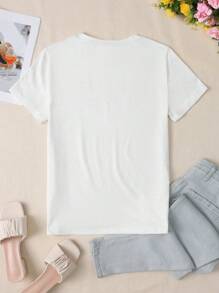 INAWLY Western Cowboy Manger, Religious Christmas Cowboy, Western Christmas Sweatshirt, Christian Christmas Gift Ladies Round Neck Graphic Tee Graphic Tees Women Tops - White - View 2