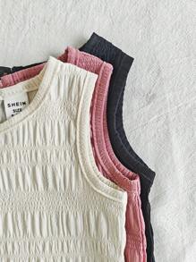 Vintaside Kids Bộ 3 món/Bộ áo không tay thường ngày cho bé gái và quần short, trang phục đi nghỉ - Nhiều màu - Xem 4