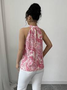 Breezaya 女士休闲印花挂脖式衬衫，非常适合度假