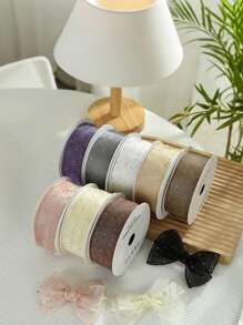 1Pc 2.5Cm*900Cm Rhinestone Decorative Ribbon For Diy Bows, Valentine'S Day Gift Box Packaging, Wedding Party Decorations, Baking Cake Flower Ribbons, Craft Bouquet Packaging Materials, Valentine'S Day, Birthday Gift Packaging, 15 Colors Available