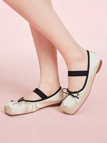 CUCCOO DOLLMOD Women's Apricot Casual Elastic Drawstring Flat Loafers - Apricot - View 3