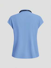 TaskEZ 2pcs Solid Color Bat Wing Slim Fit Top And Drawstring Pocket Hem Pants Nurse Scrub Uniform Set - Mint Blue - View 10