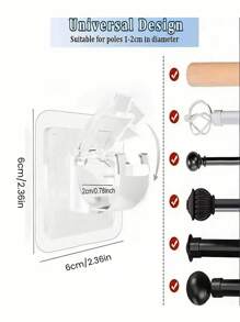 2 piezas Soporte para cortinas de cristal, soporte para cortinas de ventana, soporte ajustable para cortinas sin taladrar, ganchos de pared para cortinas, toallas, suministros de cocina, baño y sala de estar, decoración de baño de verano, accesorios de baño