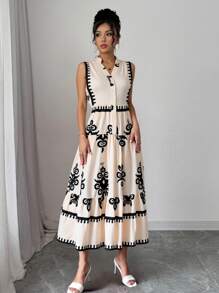 Breezaya Slimming Sleeveless Maxi Dress For Women, Beach Vacation Sundress - Apricot - View 6