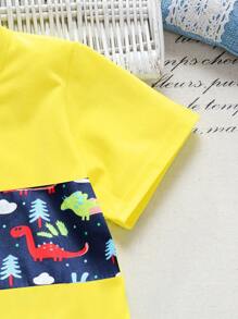 SHEIN Young Boy Cartoon Graphic Tee With Shorts - Multicolor - View 5