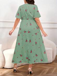 Mulvari Vestito con fantasia floreale casuale, taglia grande, abito lungo da spiaggia, festa, estate, casual, vacanza e appuntamenti