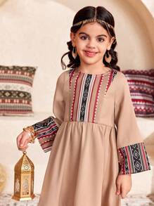 SHEIN DRMZ Young Girl Ditsy Floral Fitted Casual Round Neck Chiffon Dress - Multicolor - View 4