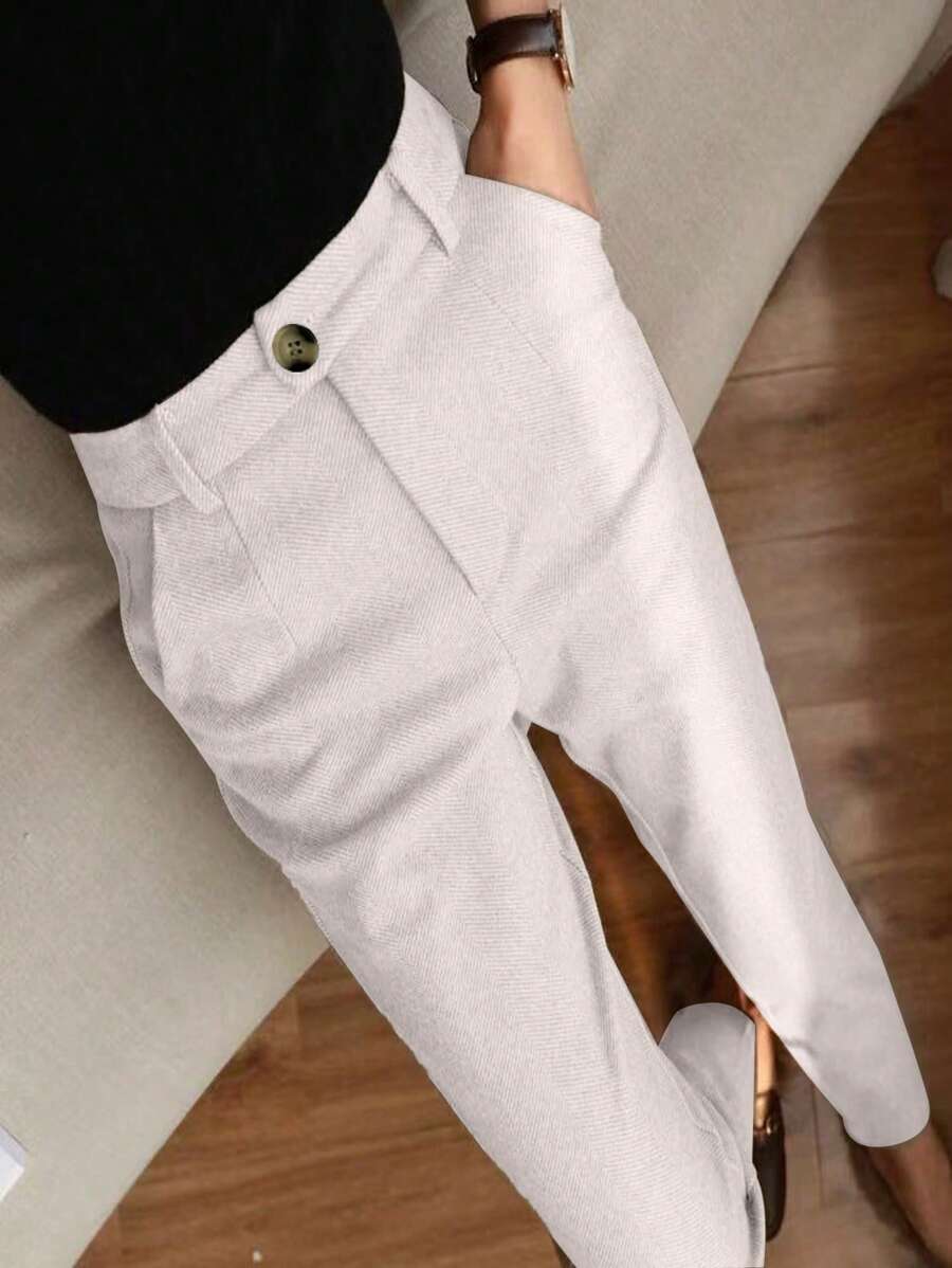 女士休闲哈伦裤，简约时尚，适合夏季 - 杏色 - 查看 1