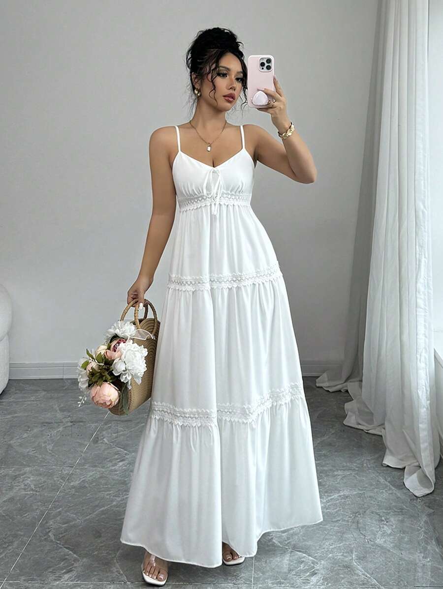 Rafferiza Women Adjustable Strap Waist Elegant Solid Color Casual Dress, Suitable For Summer