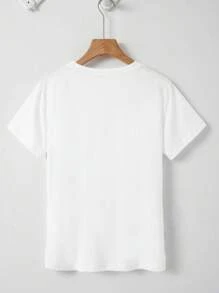 INAWLY Solva Women's Letter & Floral Print Round Neck Short Sleeve Casual T-Shirt - White - View 2