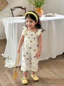 SHEIN LMoss Kids 女婴夏季可爱花卉印花连体衣