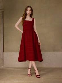 MOTF PREMIUM 优雅蝴蝶结系带女式高跟凉鞋，精致蝴蝶结设计，舒适宽头，细跟中跟，约会穿着舒适，安哥拉红色 - 酒紅色 - 查看 9