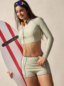VARSIVA 女士插肩袖短款上衣和短裤冲浪装套装