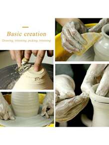 8pcs/Set Wood Pottery Sculpture Clay Cleaning Tools Kit Including Clay Cutting, Modeling, Trimming Tools Perfect For Beginners To Smooth, Clean, Carve, Shape And Sculpt Pottery - Beige - View 4