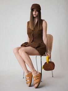 Solecia Zapatos planos de mujer tipo slip-on, minimalistas y de moda, apropiados para el verano - Marrón - Ver 4