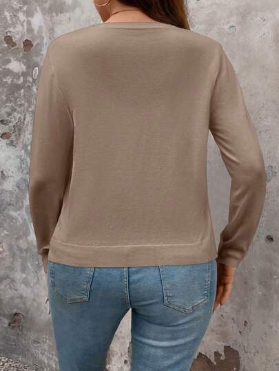 EMERY ROSE Cárdigan casual de mujer talla grande de unicolor y de manga larga con un solo botonadura, otoño/invierno