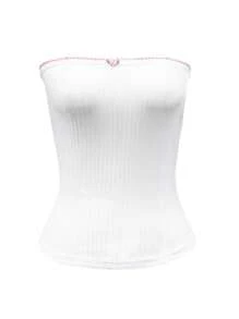 SHEIN EZwear Women Floral Lace Bandeau Top - White - View 3