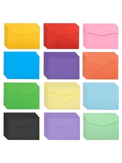 60 Pack 12 Colors Small Envelopes, 4.6 X 3.33 Inch Coloured Envelopes Lovely Mini Envelopes For Christmas, Thanksgiving, Wedding, Birthday Party Supplies, Card And Seed