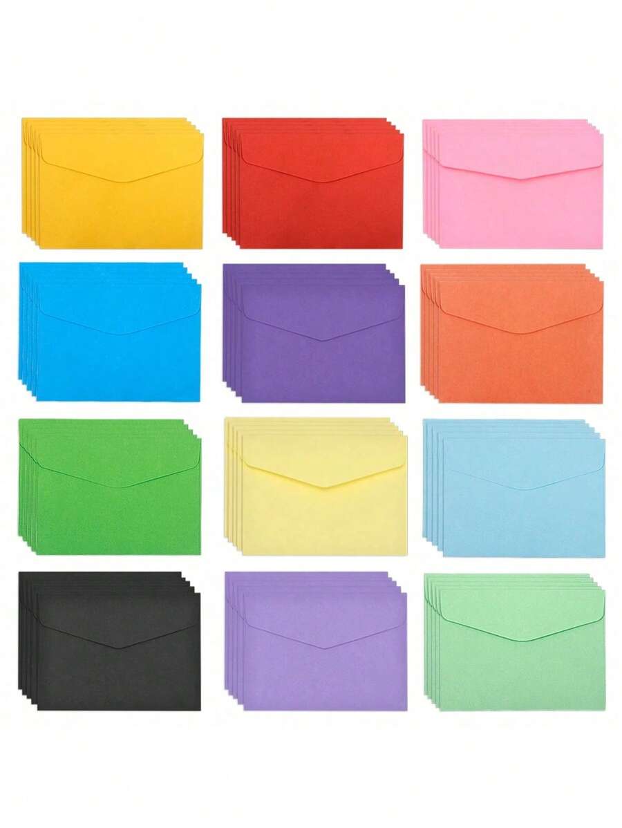 60 paquetes de 12 colores de sobres pequeños de 4.6 X 3.33 pulgadas, sobres de colores adorables y mini para Navidad, Acción de Gracias, Bodas, Fiestas de Cumpleaños, Suministros, Tarjetas y Semillas